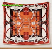 Hermès Inspired Red & Orange Equestrian Flannel Throw Blanket IMG_5222